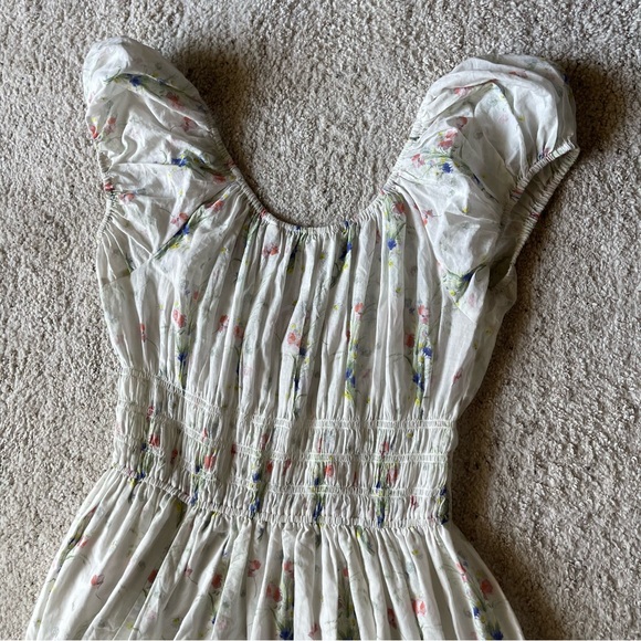 ✨NEW✨ DOEN Quinley Floral Organic Cotton Midi Dress in Painted Bouquet White L - Picture 9 of 14